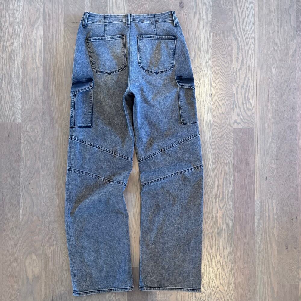 L’agence Brooklyn High Waist Wide Leg Cargo Utility Jeans Gray Women Size 27 - Picture 5 of 11